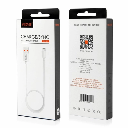 Kabel USB iPhone Lightning 2m biały VIDVIE CB412 2.1A